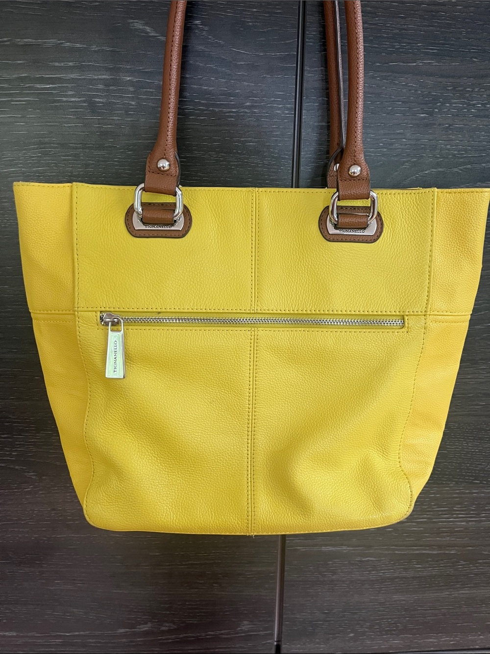 Tignanello Yellow Leather Tote